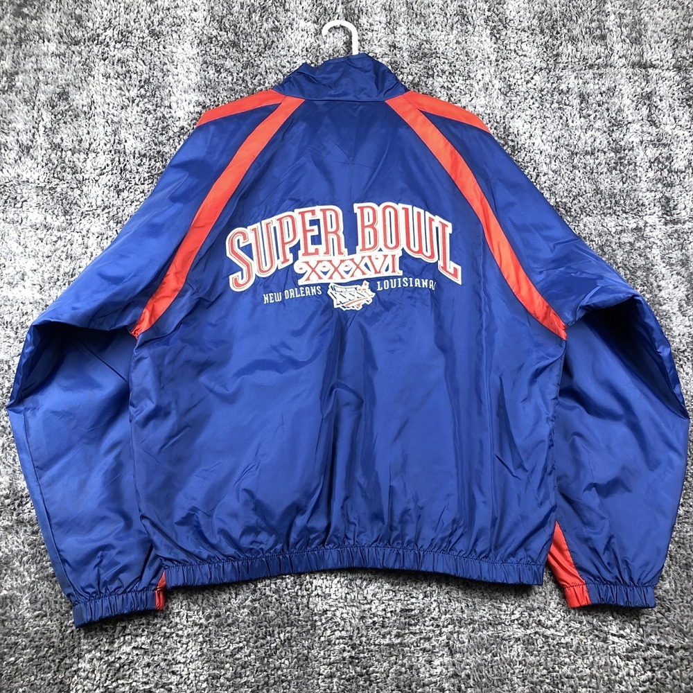 Vintage Super Bowl‎ XXXVI New Orleans Jacket Mens Large Blue NFL Football Reebok